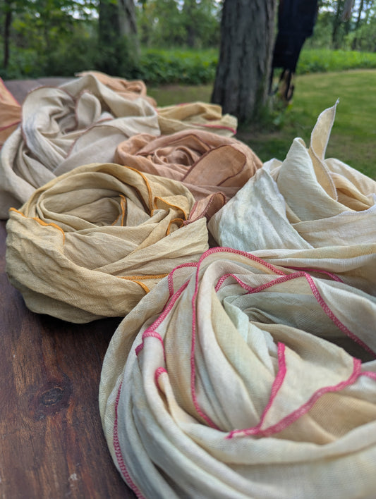 Linen scarf coreopsis