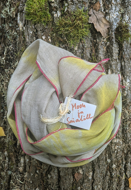 Linen scarf Poppy and Calendula