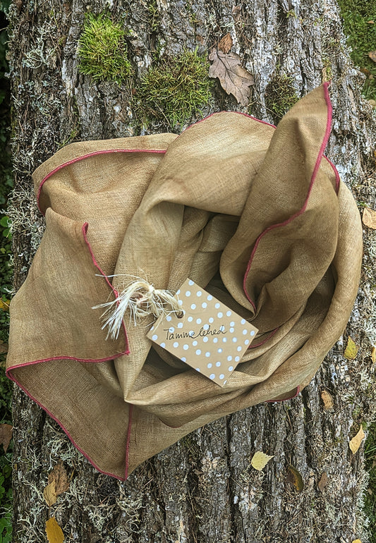 4 Linen scarf oak leaves