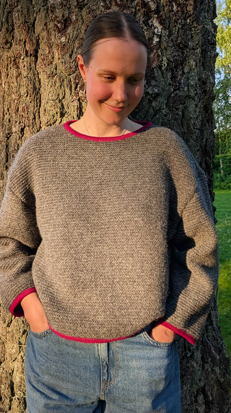 Wool Sweater with braid trim