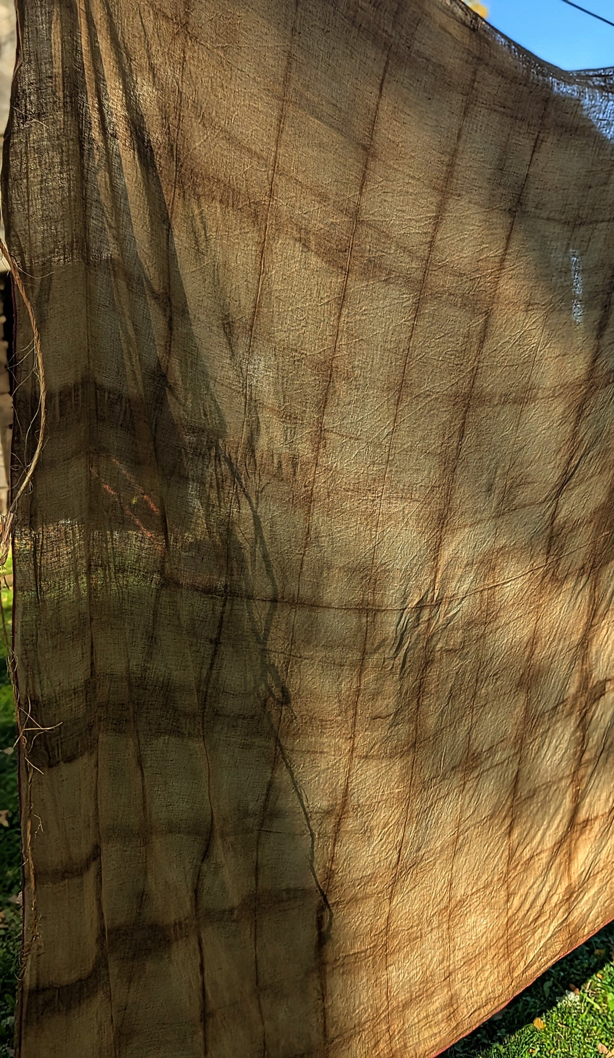 4 Linen scarf oak leaves
