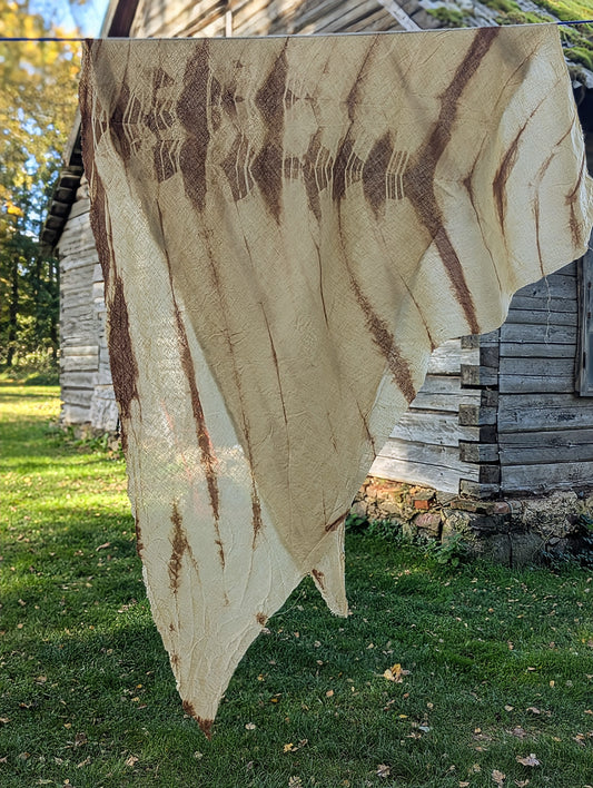 8 Linen scarf Oak leaves