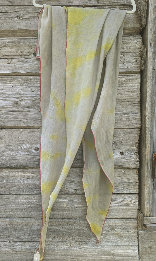 Linen scarf Poppy and Calendula