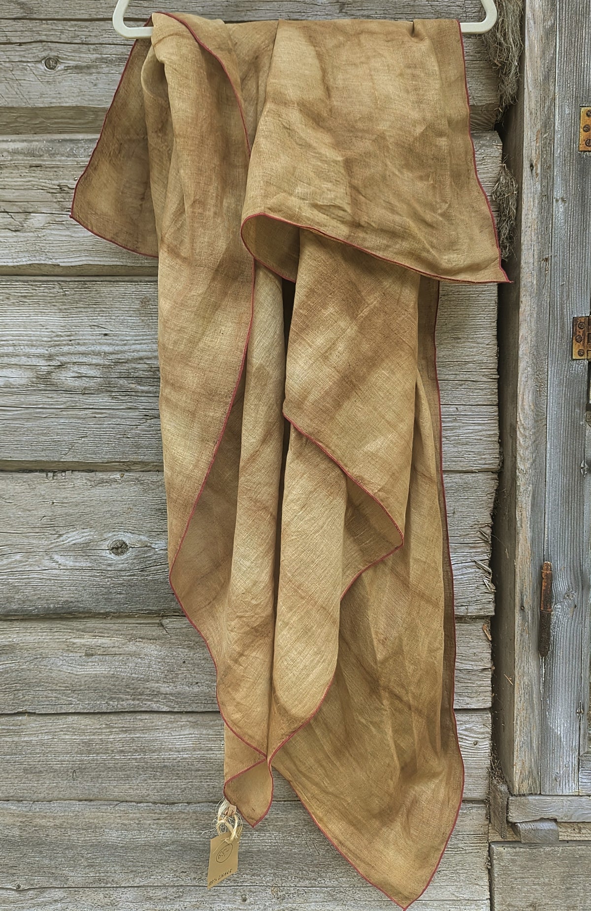 4 Linen scarf oak leaves
