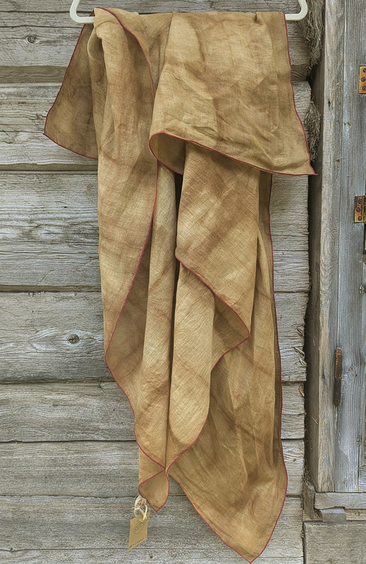 4 Linen scarf oak leaves